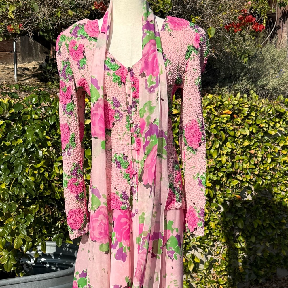 Judy Hornby Couture smocked elastic top and scarf